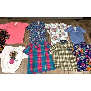 Vintage Women's Tops Lot 9 Pieces Floral Plaid Button Up Casual Mixed Brands S-M